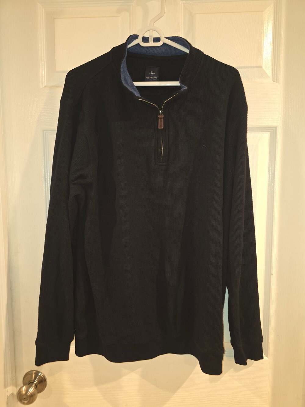 Tailorbyrd Collection Men's Black Ribbed Quarter-Zip Pullover Sweater